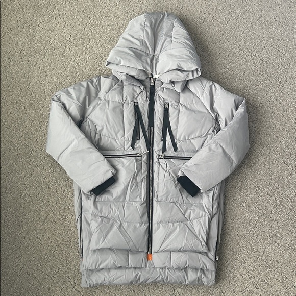 Orolay Down Puffer Jacket Quilted Longline Winter Jacket Gray Women’s Small NEW - Picture 4 of 14